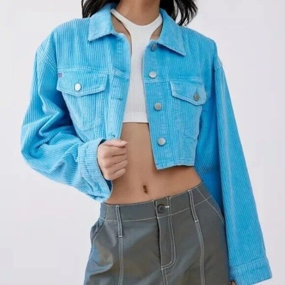 Urban Outfitters Jackets & Blazers - NWT Urban Outfitters BDG Carissa Cropped Corduroy Jacket in Blue XS